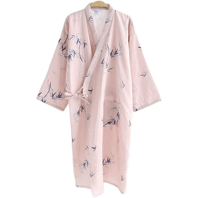 Japanese Kimono Nightgown Bathrobe - Cotton Spring Summer Robe ...