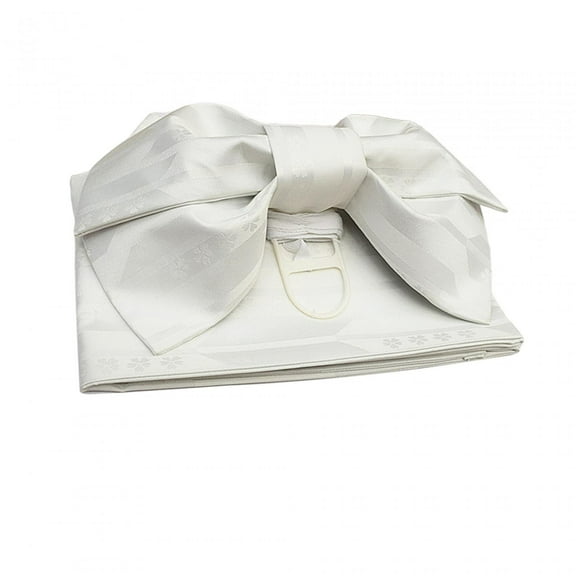 Japanese Kimono Obi Belt Cummerbund Sash, Waistband Japanese Traditional Bow, Women Summer Bathrobe Durable Geisha Waist Belt White