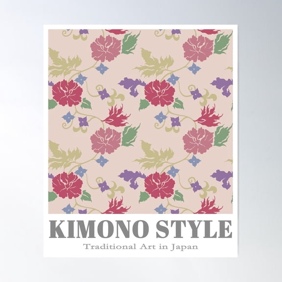 Japanese Kimono Pattern With Oriental Peony Poster Wall Art Home Decor Office Wall Art