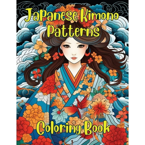 Japanese Kimono Patterns: Coloring Book, (Paperback)