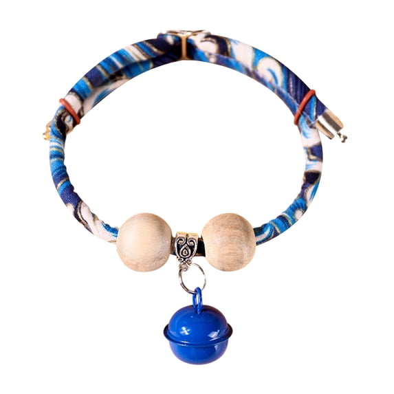 Japanese Kimono Style Cedar Bead Pet Collar Adjustable Chew Proof Fabric Necklace For Dogs And Cats Comfortable Durable Design