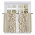 thumbnail image 1 of Japanese Kitchen Curtains 45 Inch Length, Beige Farmhouse Retro Floral Leaf Pattern Tiers Curtains for Bathroom Bedroom Cafe, Light Filtering Small Window Treatment Short Drapes 2 Panels 42"Wx45"L, 1 of 8
