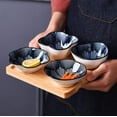 thumbnail image 1 of Japanese Kitchen Multi-functional Leaf-style Ceramic Soy Sauce Dish 4-Piece Set Gift Box Packaging, 1 of 8