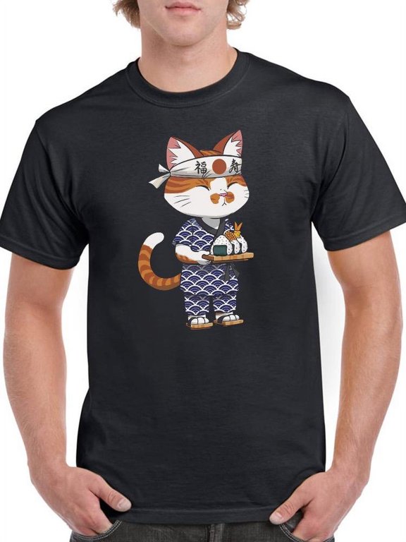 Japanese Kitten Server T-Shirt Men -Smartprints Designs, Male Medium
