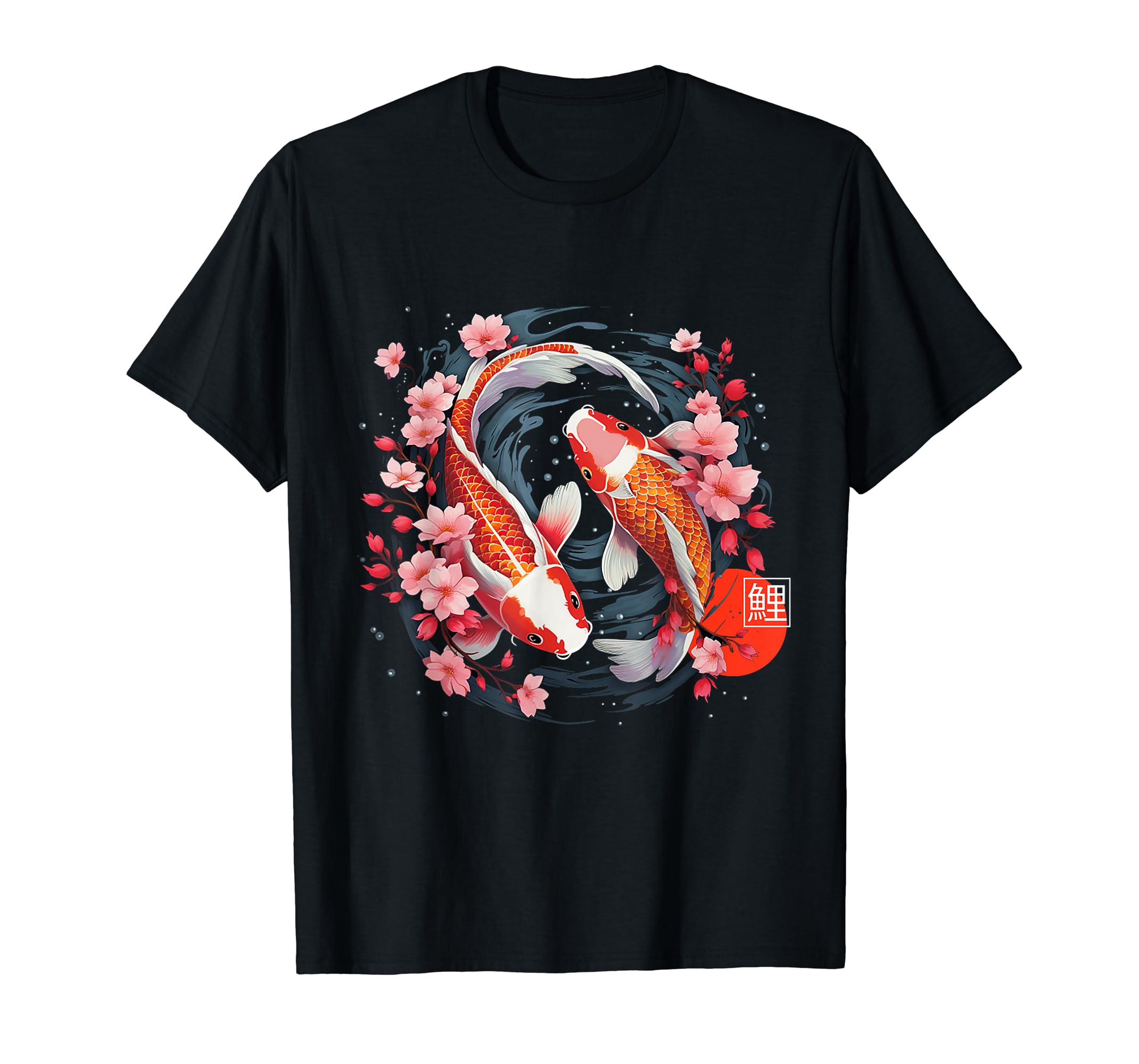 T-shirt Graphique Carpe Koi Et Cerisier Japonais - Design Sakura - Unisexe