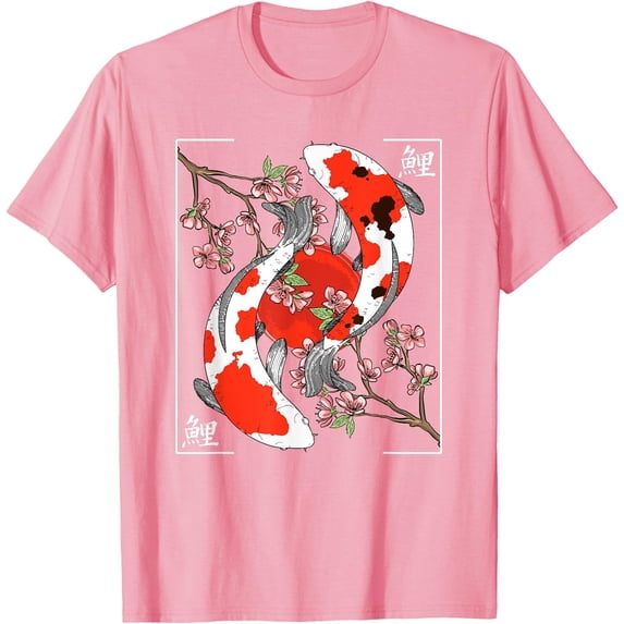Japanese Koi Carp Fish Nishikigoi Aesthetic Cherry Blossom Softstyle Unisex T-Shirt Men Women Kids,Light Pink Color,Size 2T