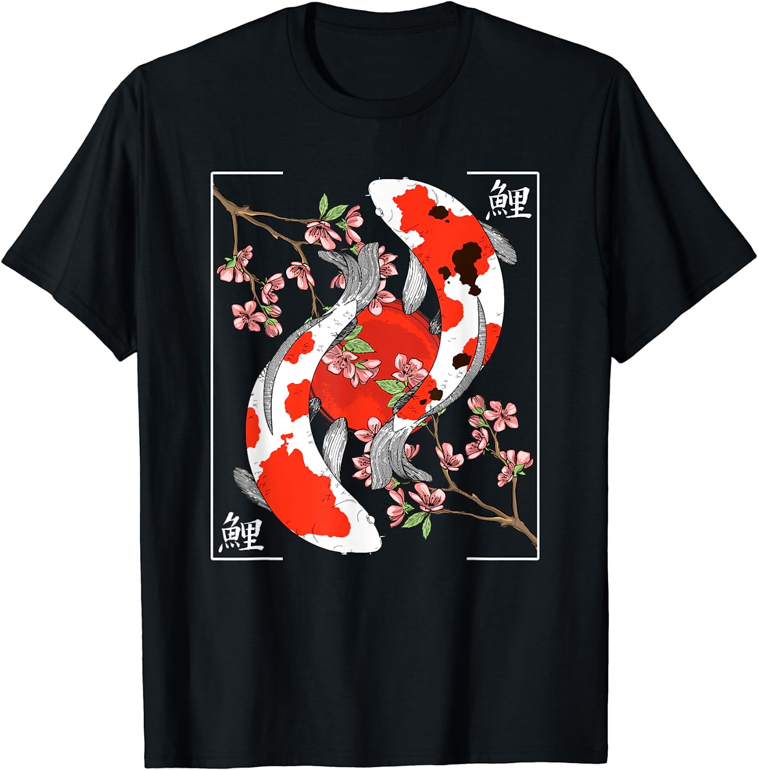 Japanese Koi Carp Fish Nishikigoi Aesthetic Cherry Blossom T-Shirt ...