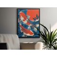 Zen Fish Design Japanese Koi Fish And Red Sun Wall Art Print, Vintage Zen Aquatic ...