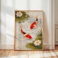Zen Fish Design Japanese Koi Fish And Water Lilies Wall Art Print, Woodblock Style ...