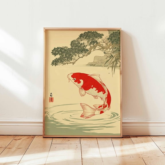 Japanese Koi Fish Art Print Zen Asian Decor