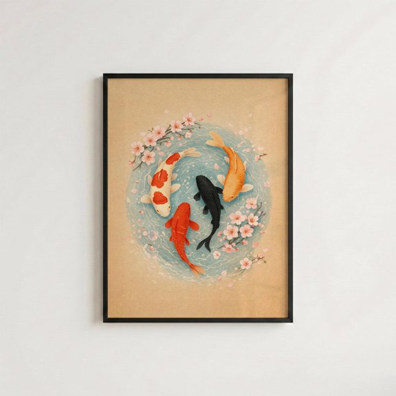 Japanese Koi Fish Asian Nature Tranquil Pond Minimalist Poster Unframed Paper Print