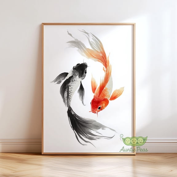 Japanese Koi Fish Minimalist Watercolor Koi Zen Pond Japandi Tranquil Asian Nature Poster Unframed Paper Print