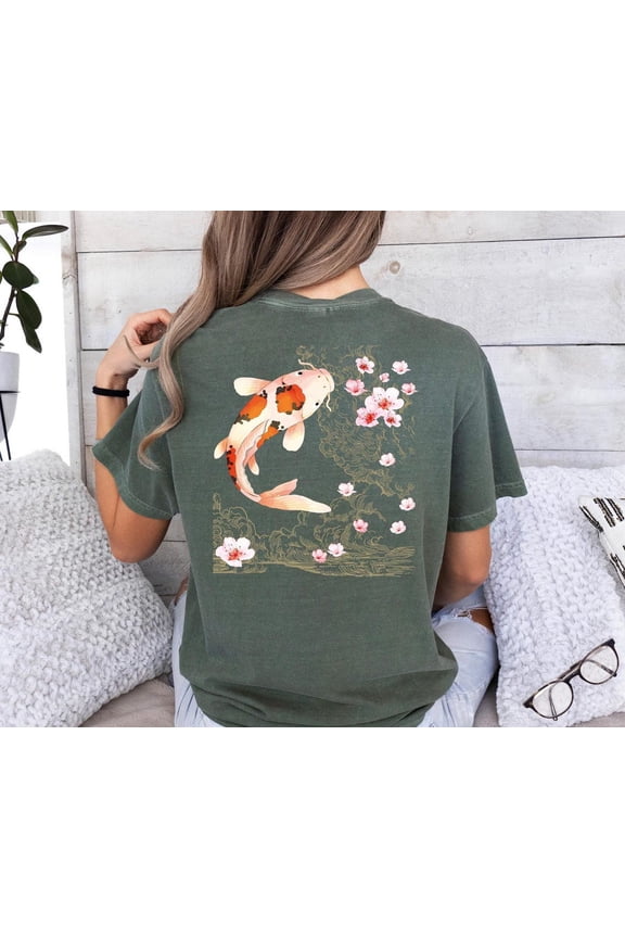 Japanese Koi Fish Nautical Animal Asian Art Nouveau Japan Spring Tokyo T-Shirt All Size S-3XL