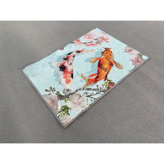 Japanese Koi Fish Rug, Koi Rug, Abstract Rug, Animal Rugs, Decorative Rug, Thin Rug, Machine Washable Rug, Corridor Rug, Cool Rug, 2.3'x3.3' - 70x110 cm