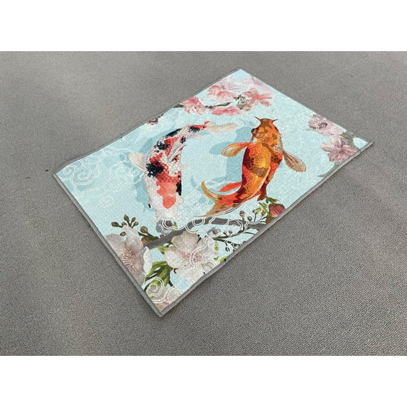 Japanese Koi Fish Rug, Koi Rug, Abstract Rug, Animal Rugs, Decorative Rug, Thin Rug, Machine Washable Rug, Corridor Rug, Cool Rug, 2.6'x6.5' - 80x200 cm