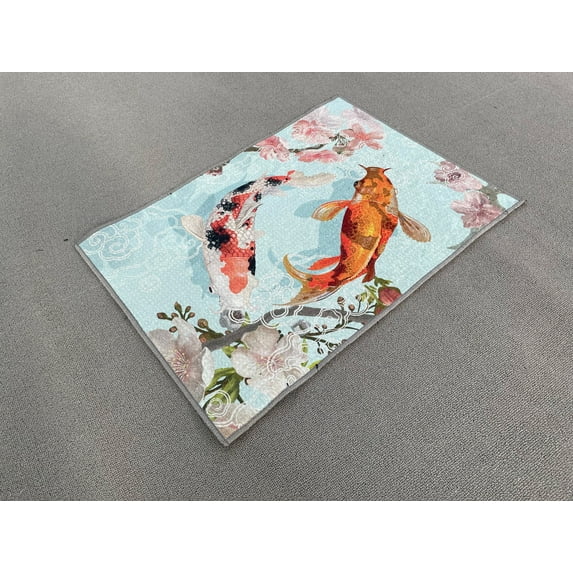 Japanese Koi Fish Rug, Koi Rug, Abstract Rug, Animal Rugs, Decorative Rug, Thin Rug, Machine Washable Rug, Corridor Rug, Cool Rug, 5.2'x7.5' - 160x230 cm