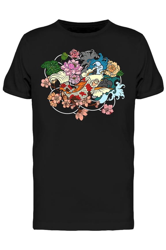 Japanese Koi Fish Tattoo T-Shirt Men -Image by Shutterstock, Male Small