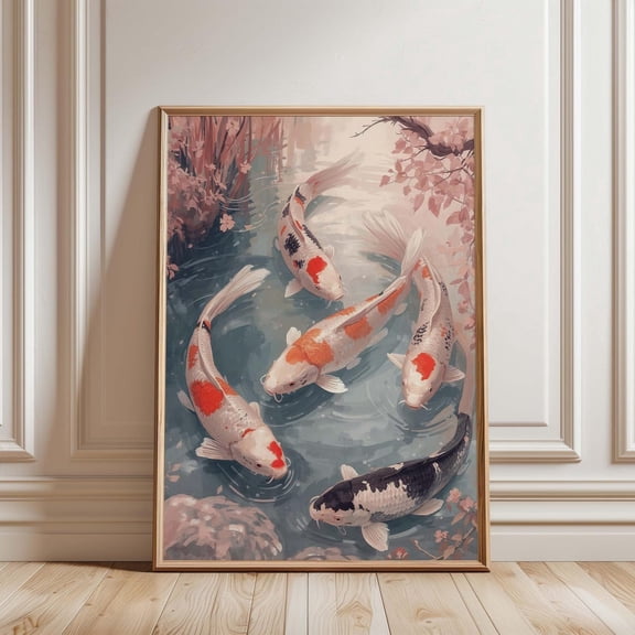 Japanese Koi Fish Wall Art Pastel Pond Home Decor