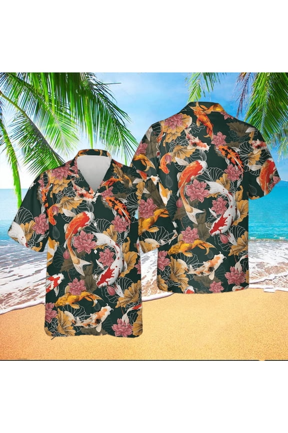 Japanese Koi Fishes Pattern Hawaiian Shirt