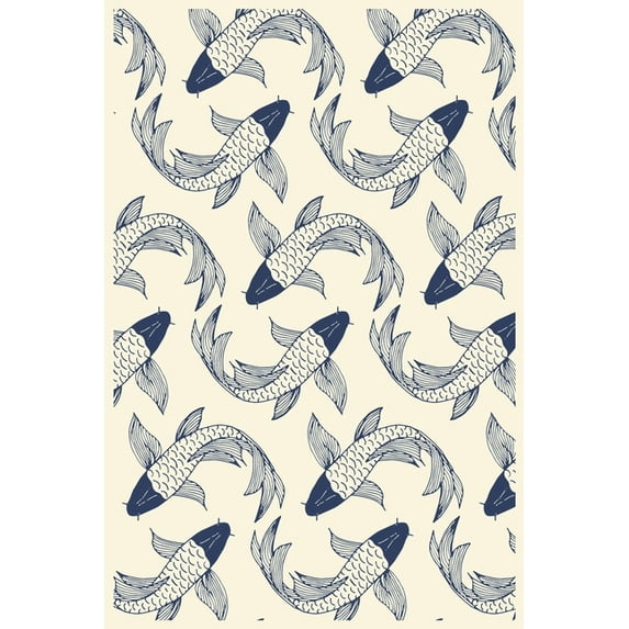 Japanese Koi Pattern: Paper Games Tic Tac Toe (6x9 Inches) with 120 Pages (Paperback)