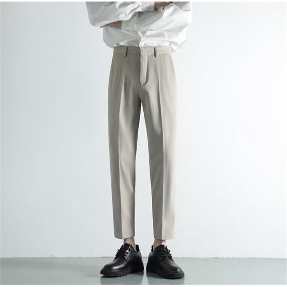 Japanese Korean Style Men's Summer Suit Pants Versatile Solid Color Casual Trousers for Fashion Comfort Men's Comfortable Lightweight Hiking Pants Kids Pull On Sweatpants