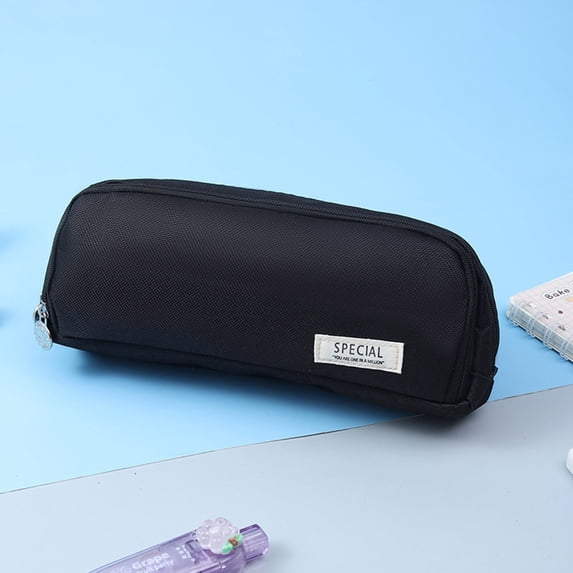 Japanese Korean Style Multi-layer Cloth Pencil Case – Student Stationery Organizer with Multiple Compartments, Durable Fabric, and Versatile Storage for Cards and Notes Black