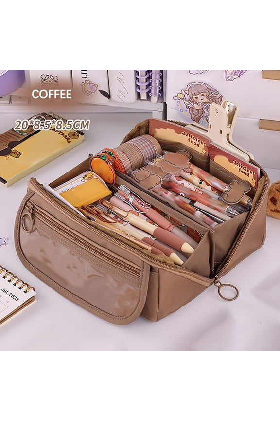 Japanese And Korean Style Multi-layer Cloth Pencil Case Student Stationery Storage Box Pencil Case Crossborder Pen Container, Usupdd Japanese And Korean Style Multi-layer