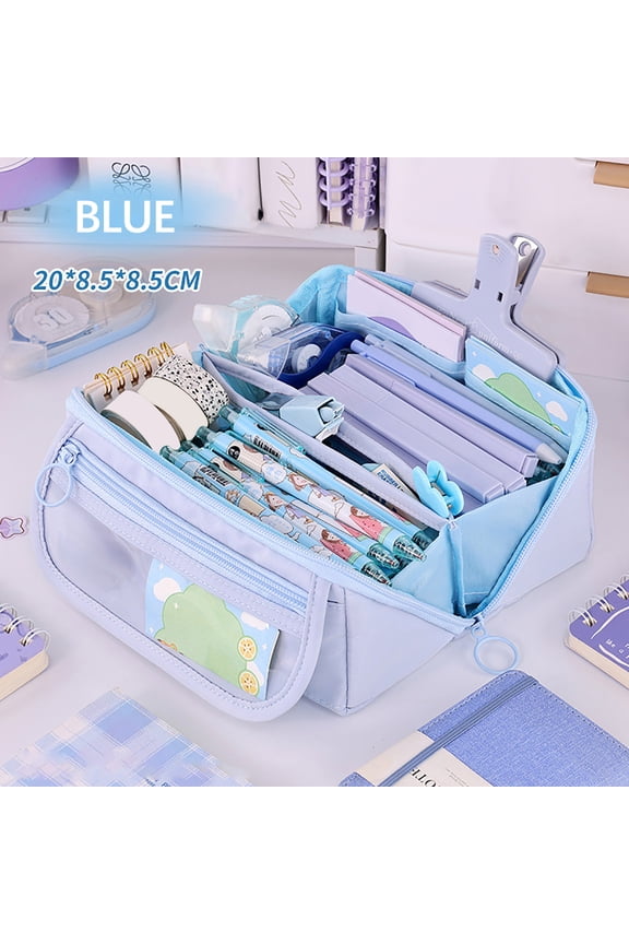 Japanese Korean Style Pencil Case - Multi-Layer Cloth Stationery Organizer with Compartments for Pens, Erasers & Notes