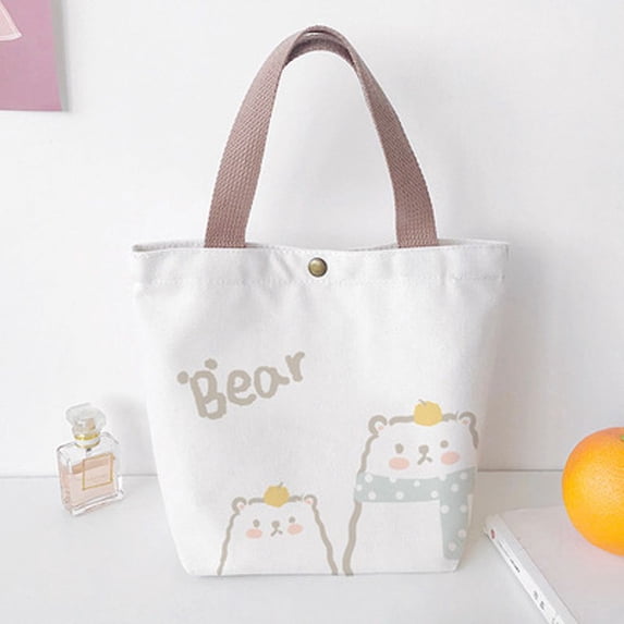 Japanese Korean Travel Fashion Daily Canvas Handbag Shoulder Bag Cartoon Tote Bag Animal KHAKI