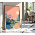 Japanese Tree Sunset Background Japanese Lake And Blossom Trees Wall Art Print, Sunset Nature Decor ...