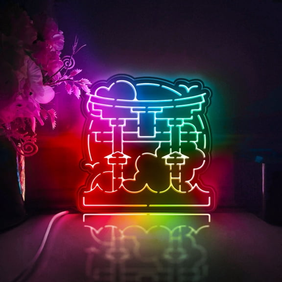 Japanese Landmark Itsukushima Led Light Box, Dimmable Neon-Like Light Signs USB Power for Wall Decor Bedroom Decoration, Color Flow Effect (WxH) 16"x16"