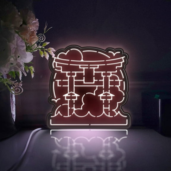 Japanese Landmark Itsukushima Led Light Box, Dimmable Neon-Like Light Signs USB Power for Wall Decor Bedroom Decoration, Static Light (WxH) 6"x6"