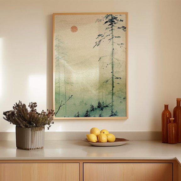 Japanese Landscape Misty Forest Zen Nature Wall Decor Unframed Paper Print