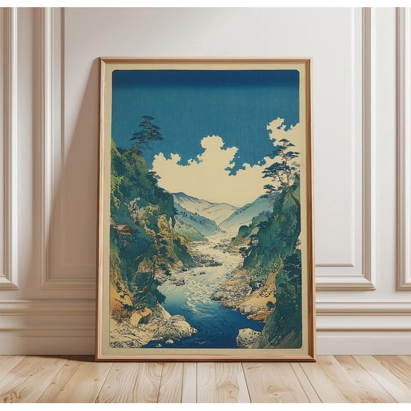 Japanese Landscape Mountain River Vintage Nature Asian Home Decor Unframed Paper Print