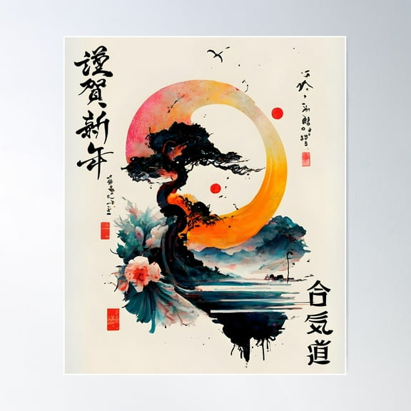 Japanese Landscape Paint #2 Poster Wall Art, Modern Wall Decor For Living Room Bedroom, 8x12 UNFRAMED