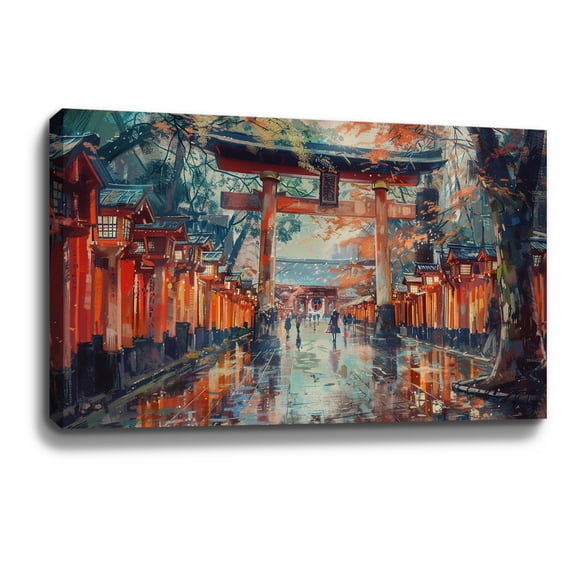 Japanese Landscape Painting Abstract Wall Art Fushimi Inari Taisha Wall Decor Framed Canvas Wall Art For Home Decoration