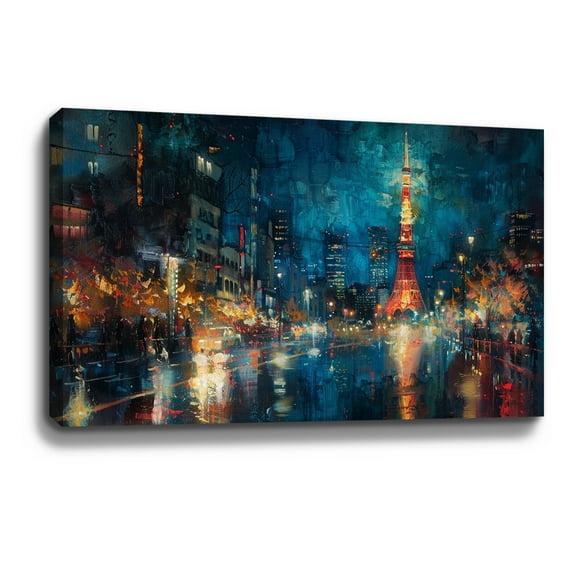 Japanese Landscape Painting Abstract Wall Art Tokyo Tower Wall Decor Framed Canvas Wall Art For Home Decoration