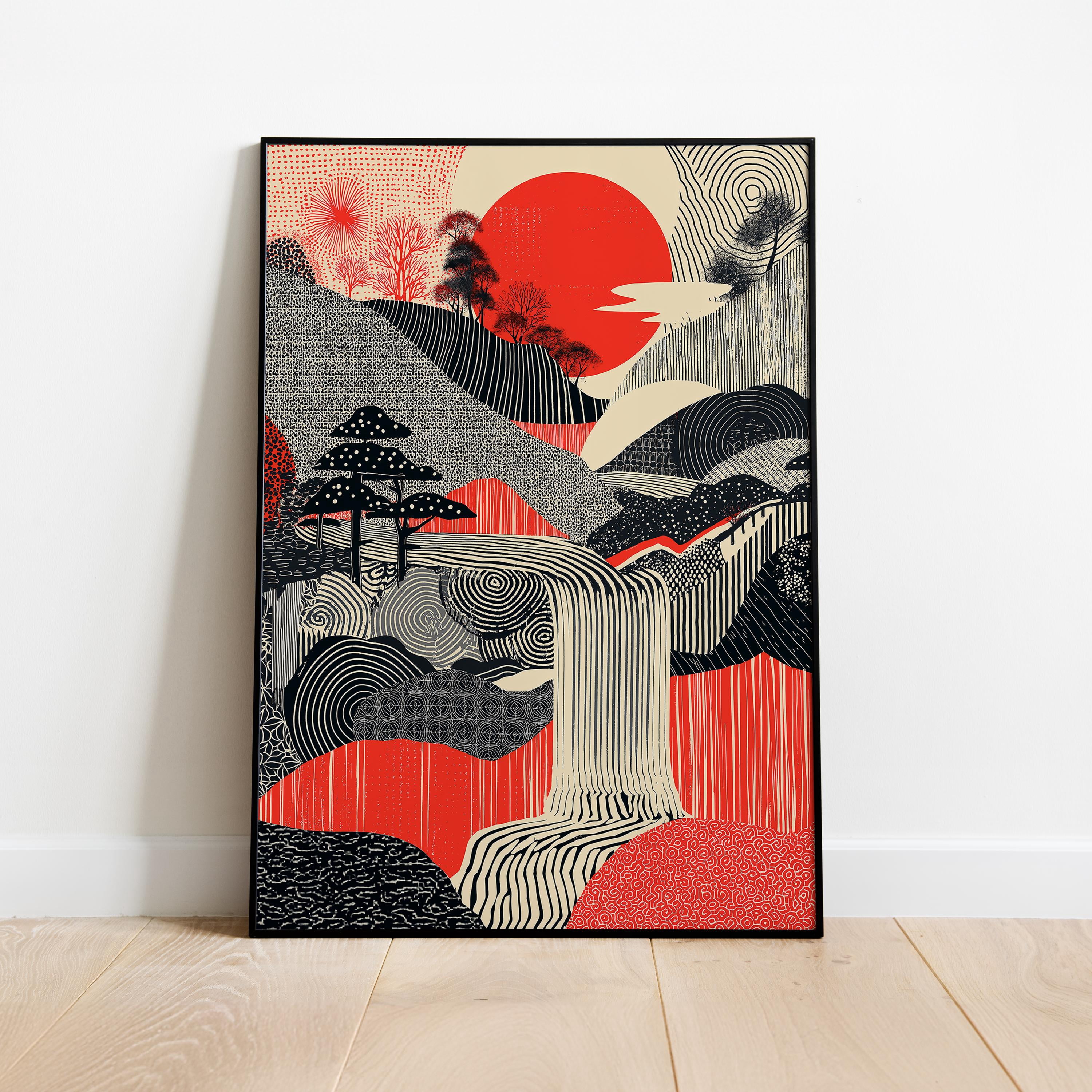 Waterfall Only Japanese Landscape Sun Waterfall Poster , Poster Print Only - Walmart.com
