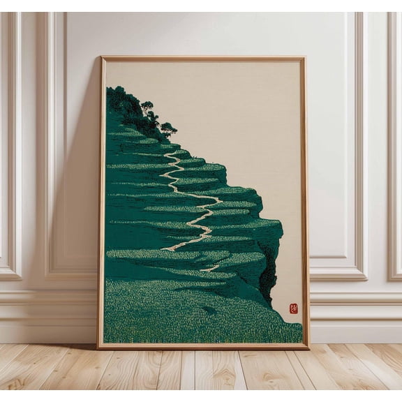 Japanese Landscape Zen Rice Terrace Mountain Art Decorative Wall Art Poster , Poster Print Only