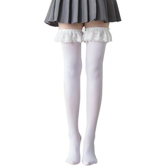 Japanese Lolita Anime Thigh High Socks Ruffles Lace Elastic Sexy Long Stockings