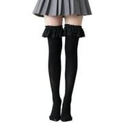 WINDLAND Japanese Lolita Anime Thigh High Socks Ruffles Lace Elastic Sexy Long Stockings