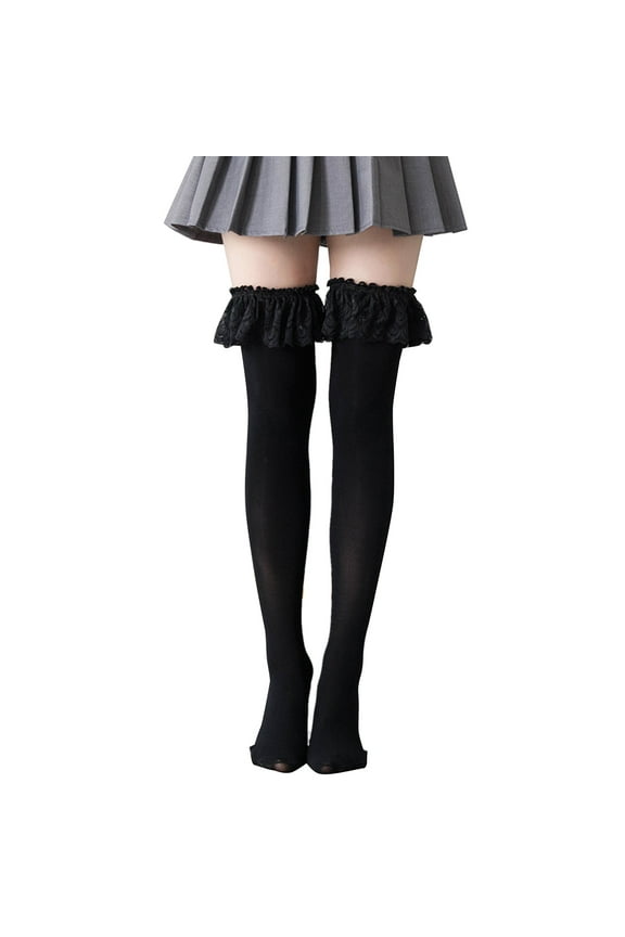 Japanese Lolita Anime Thigh High Socks Ruffles Lace Elastic Sexy Long Stockings