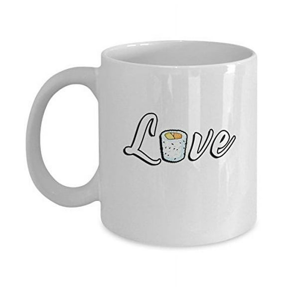 Japanese Love 11 oz Coffee Mug - Gift for Sushi Lovers White Ceramic