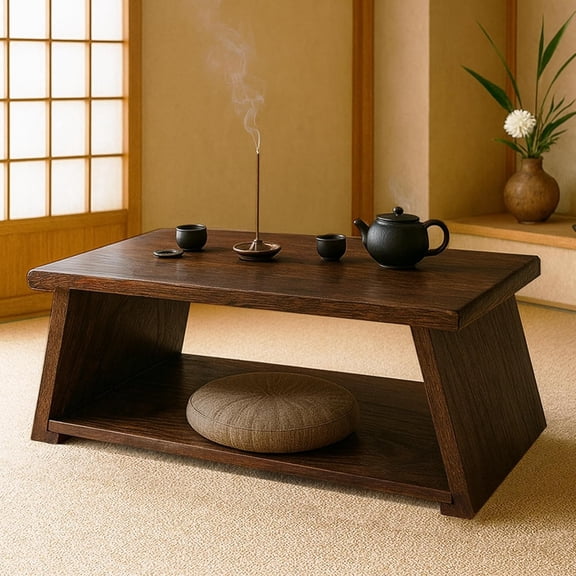 Japanese Low Floor Table Folding Coffee Tables,22''x13.5'' Paulownia Wood Tables Tatami Tables Meditation Table Altar with Storage
