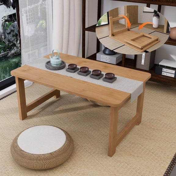 Japanese Low Floor Table Folding Coffee Tables Bamboo Foldable Desk Versatile For Sitting Dining Table Tea Tatami Folding Table For Dining Room Living Room Space Saving