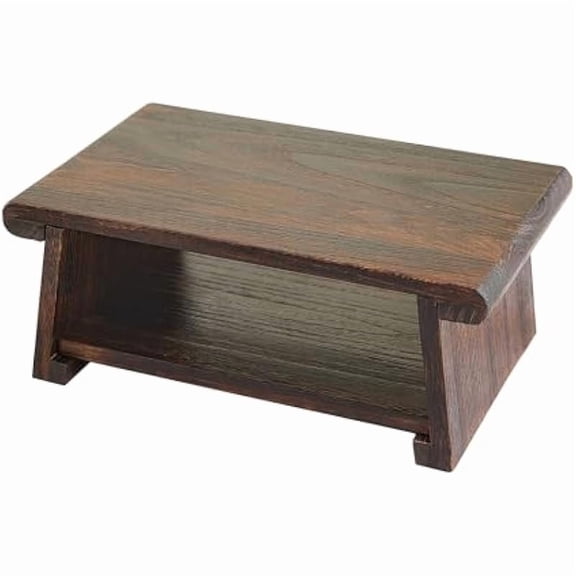 Japanese Low Floor Table, Solid Wood Small Low Meditation Table with Storage, 19.7 x 11.8 x 7.9 in Foldable Altar Tables for Tatami Bay Window and Living Room, Dark Brown