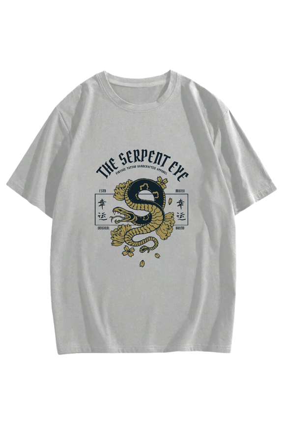 Japanese Lucky Snake Pattern T-shirt-