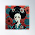 thumbnail image 1 of Japanese Maiko Poster Wall Art, Modern Wall Decor For Living Room Bedroom, 17x17 UNFRAMED, 1 of 3
