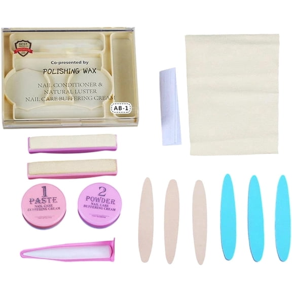 Japanese Manicure Kit, Nail Polishing and Buffing Set with Buffer Shine, Natural Nail Prep Kit for Women Girls Beginner Home Salon Use