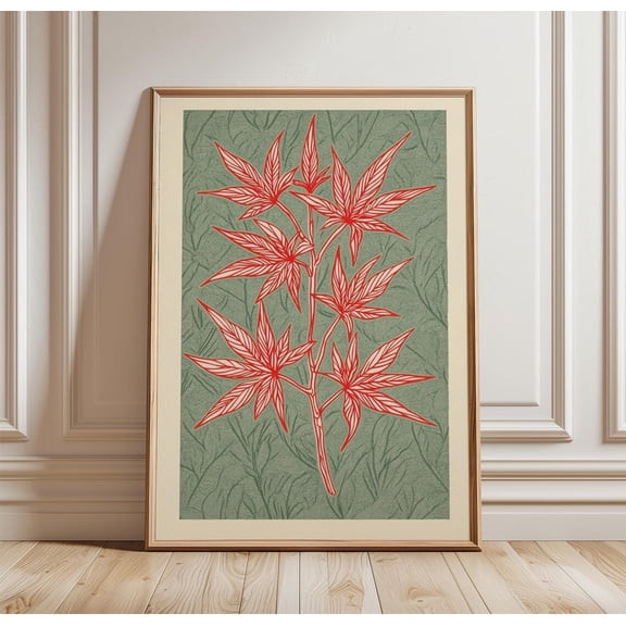 Japanese Maple Leaf Botanical Wall Art Decor Unframed Paper Print